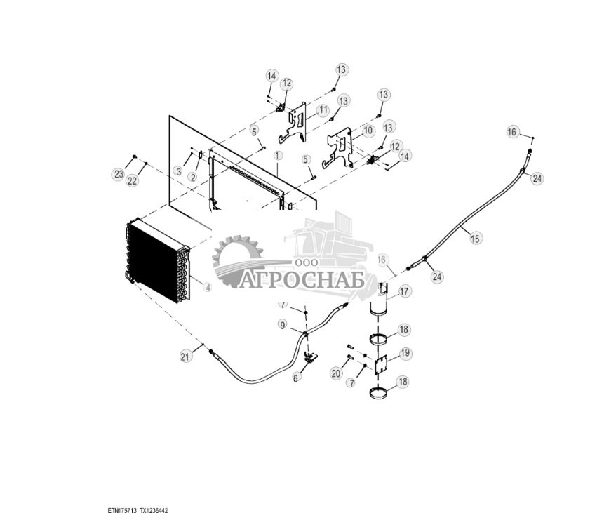 Конденсатор системы кондиционирования воздуха и трубопроводы (Engine 4045TT096-RE545793) (303524 - 329327) - ST892085 390.jpg
